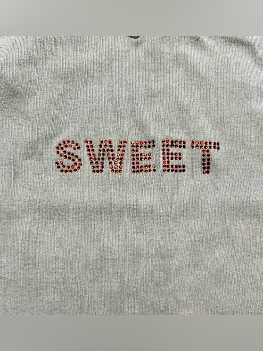 Get Lucky Light Beige V-Neck Tank with Red Rhinestone SWEET - Picture 2 of 4